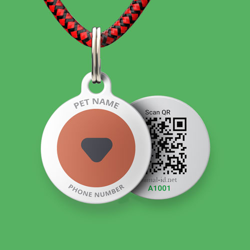 QR code pet id tag with red logo